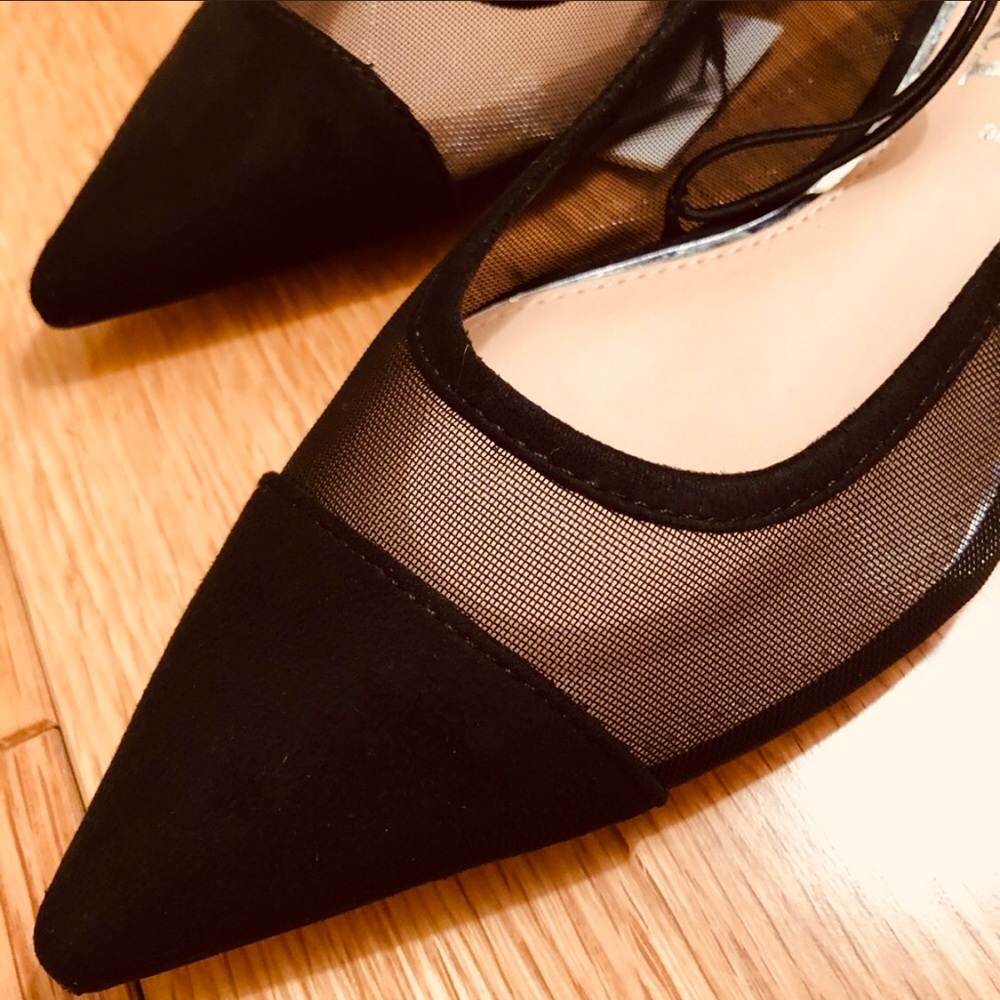 NWT Zara Black Mesh Ballet Flats - Picture 7 of 8